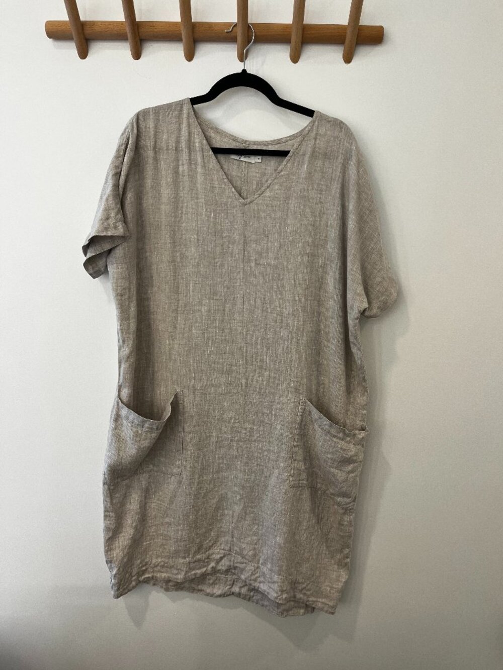 Magic Linen Loose-Fit Meredith Dress Oatmeal Size M